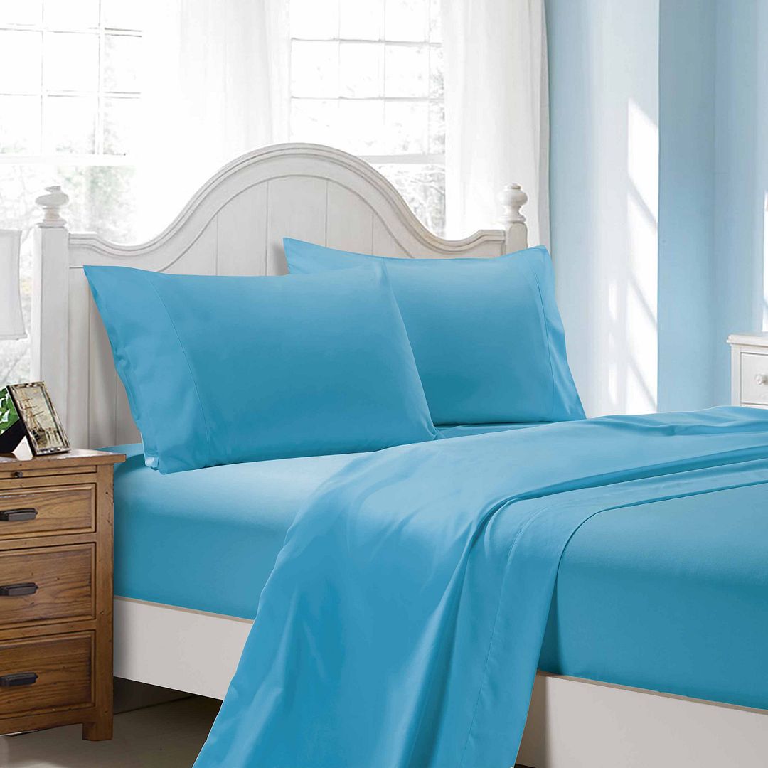 1000TC Ultra Soft Flat & Fitted Sheet Set - Light Blue