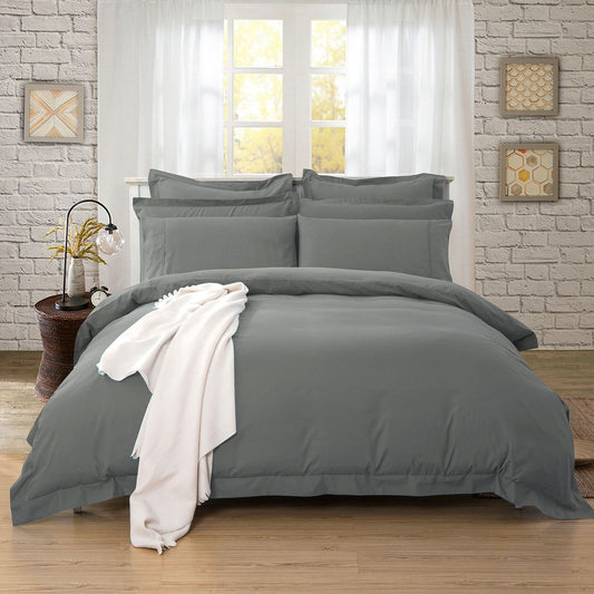1000TC Charcoal Quilt Cover Set - 3PC