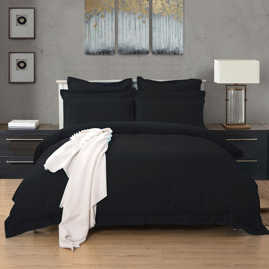 1000TC Black Tailored Quilt Cover Set - 3PC