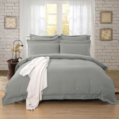 1000TC Grey Tailored Quilt Cover Set - 3PC