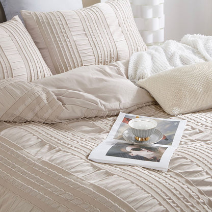 Tufted Boho Striped Embroidery Quilt Cover Set - Super King