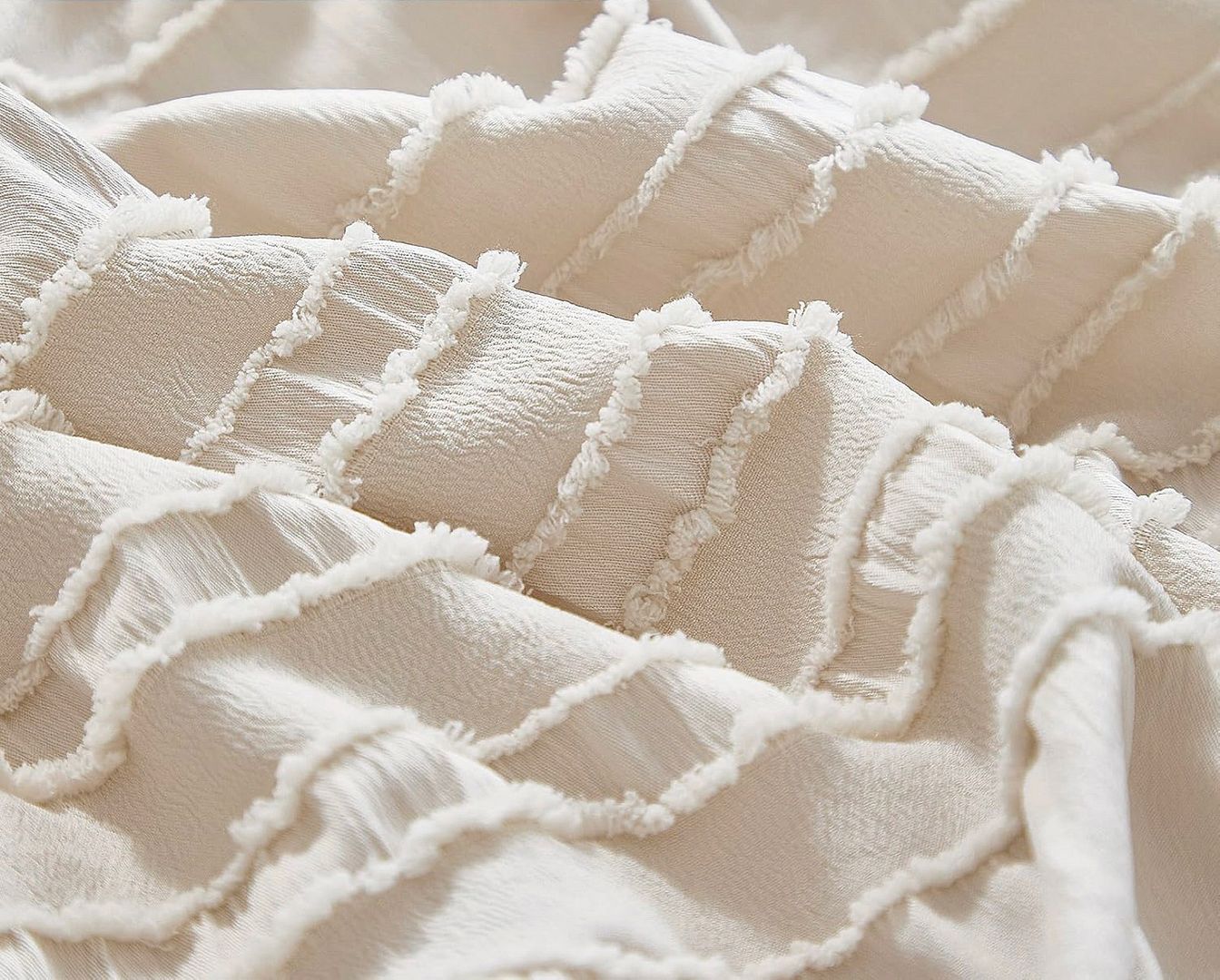 Tufted Boho Striped Embroidery Quilt Cover Set - Super King