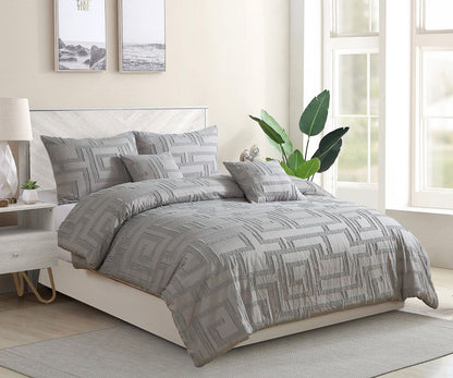 Tufted Jacquard Quilt Cover Set - Grey - Super King