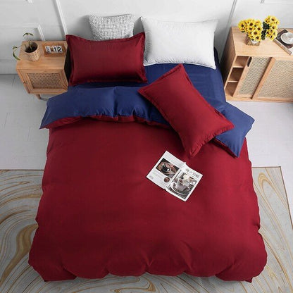 1000TC Blue & Red Reversible Quilt Cover Set - 3PC