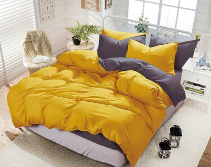 1000TC Yellow & Grey Reversible Quilt Cover Set - 3PC