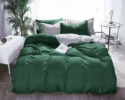 1000TC Green & Grey Reversible Quilt Cover Set - 3PC