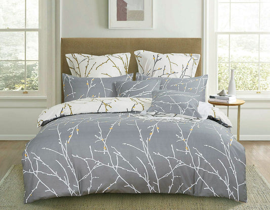 Grey Tree Quilt Cover Set - 3PC