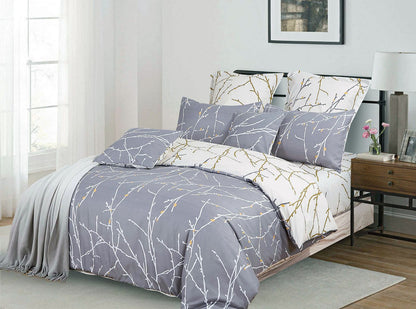 Grey Tree Quilt Cover Set - 3PC
