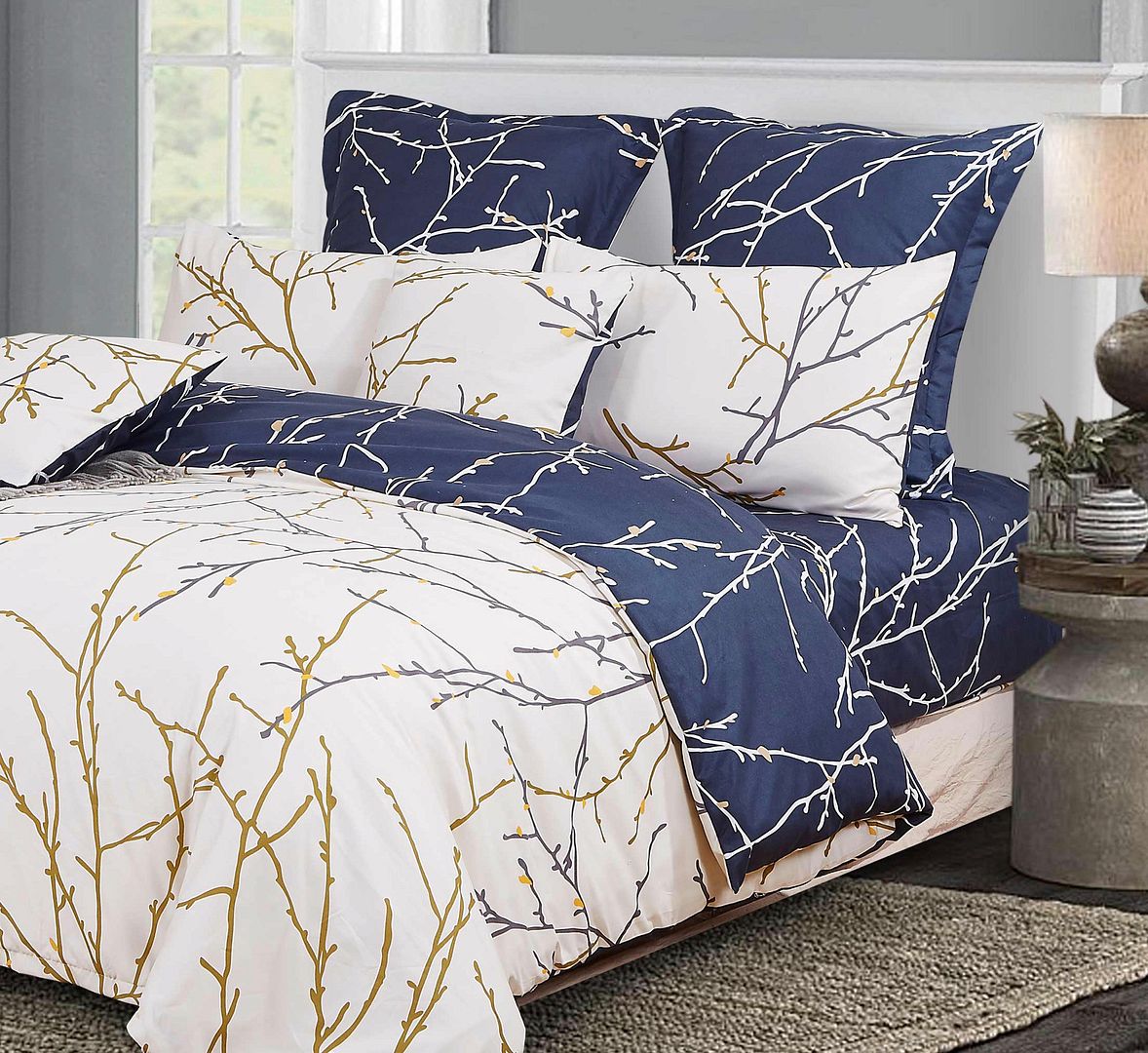Beige Tree Quilt Cover Set - 3PC