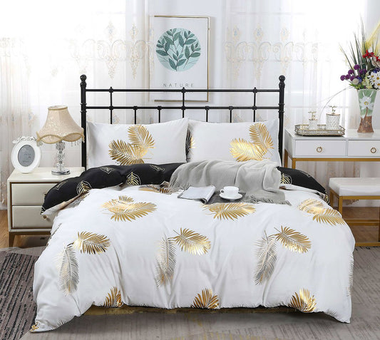 Gold Leaf Quilt Cover Set - 3PC