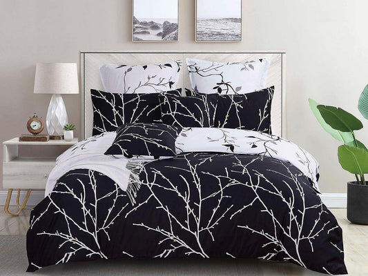Black Tree Quilt Cover Set - 3PC