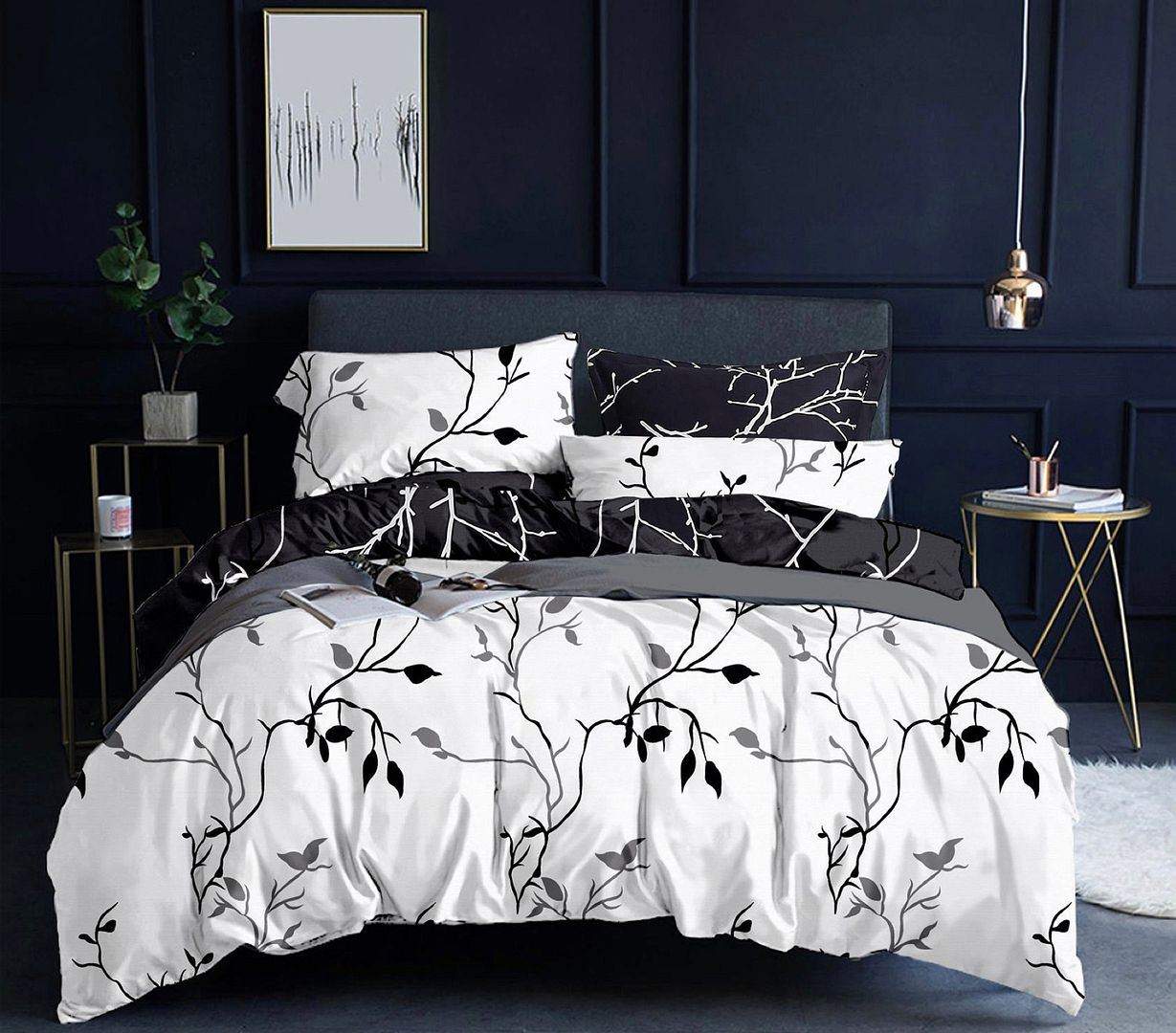 Black Tree Quilt Cover Set - 3PC