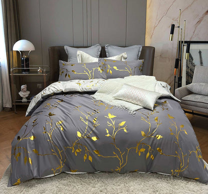 Gold Tree Quilt Cover Set - 3PC