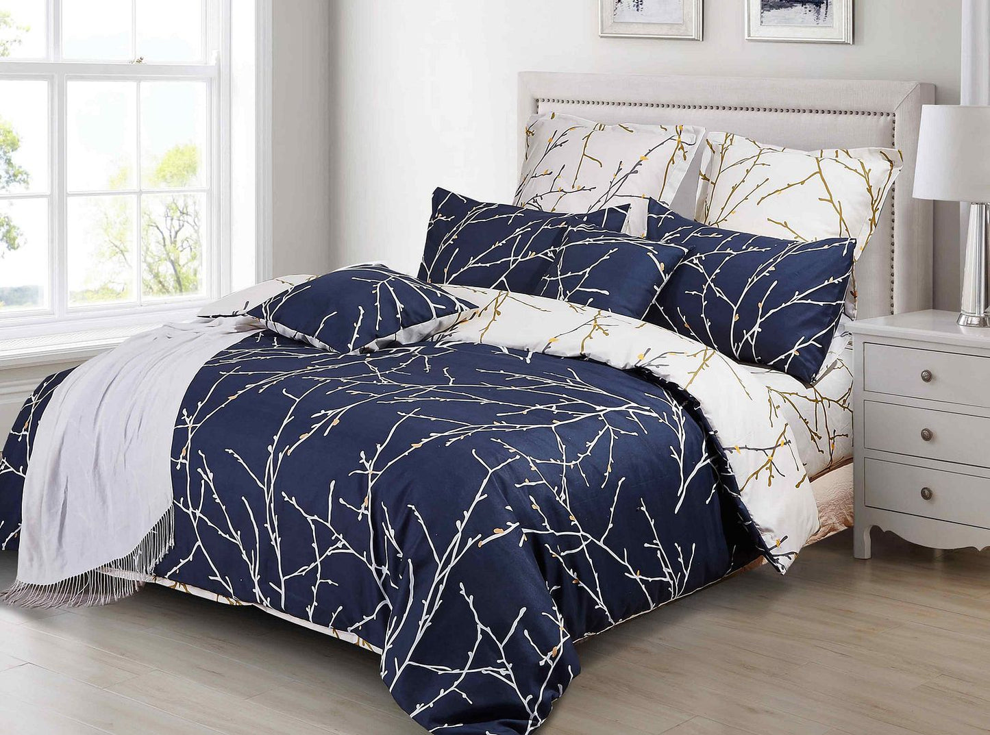 Blue Tree Quilt Cover Set - 3PC