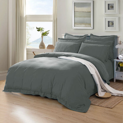 1000TC Charcoal Quilt Cover Set - 3PC