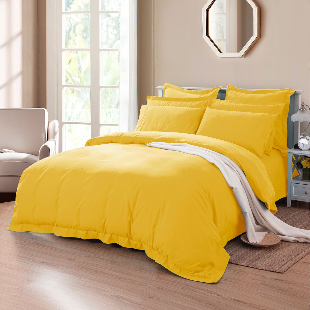 1000TC Ultra Soft Quilt Cover Set - 2PC Yellow