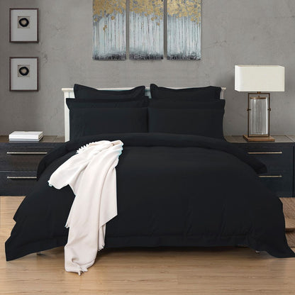 1000TC Black Tailored Quilt Cover Set - 2PC