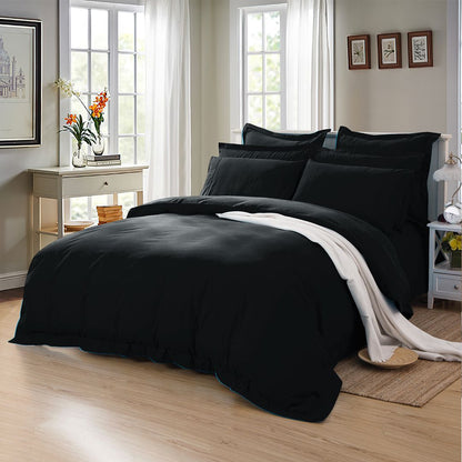 1000TC Black Tailored Quilt Cover Set - 2PC