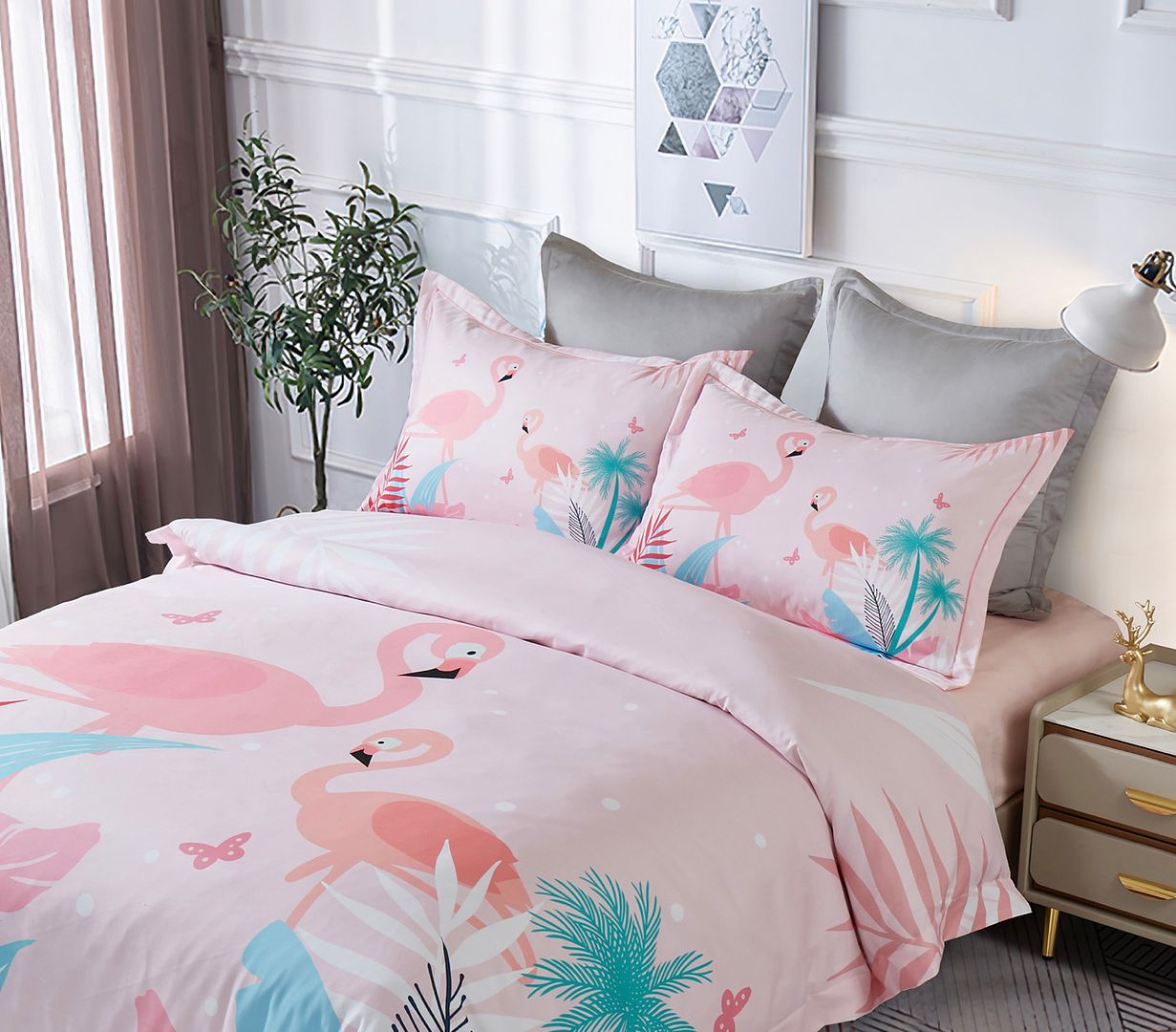 Flamingo Quilt Cover Set - 3PC