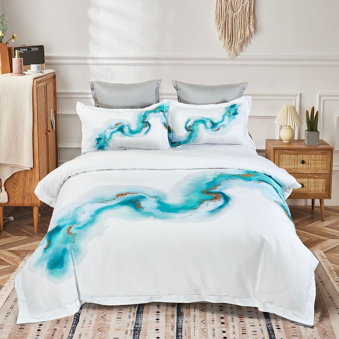 Ocean Marble Quilt Cover Set - 3PC