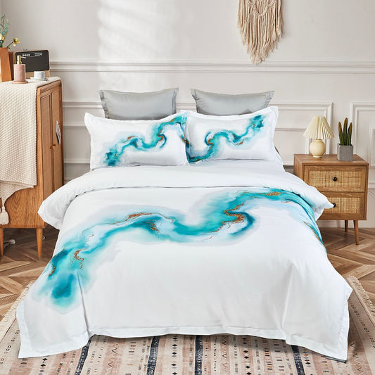 Ocean Marble Quilt Cover Set - 3PC
