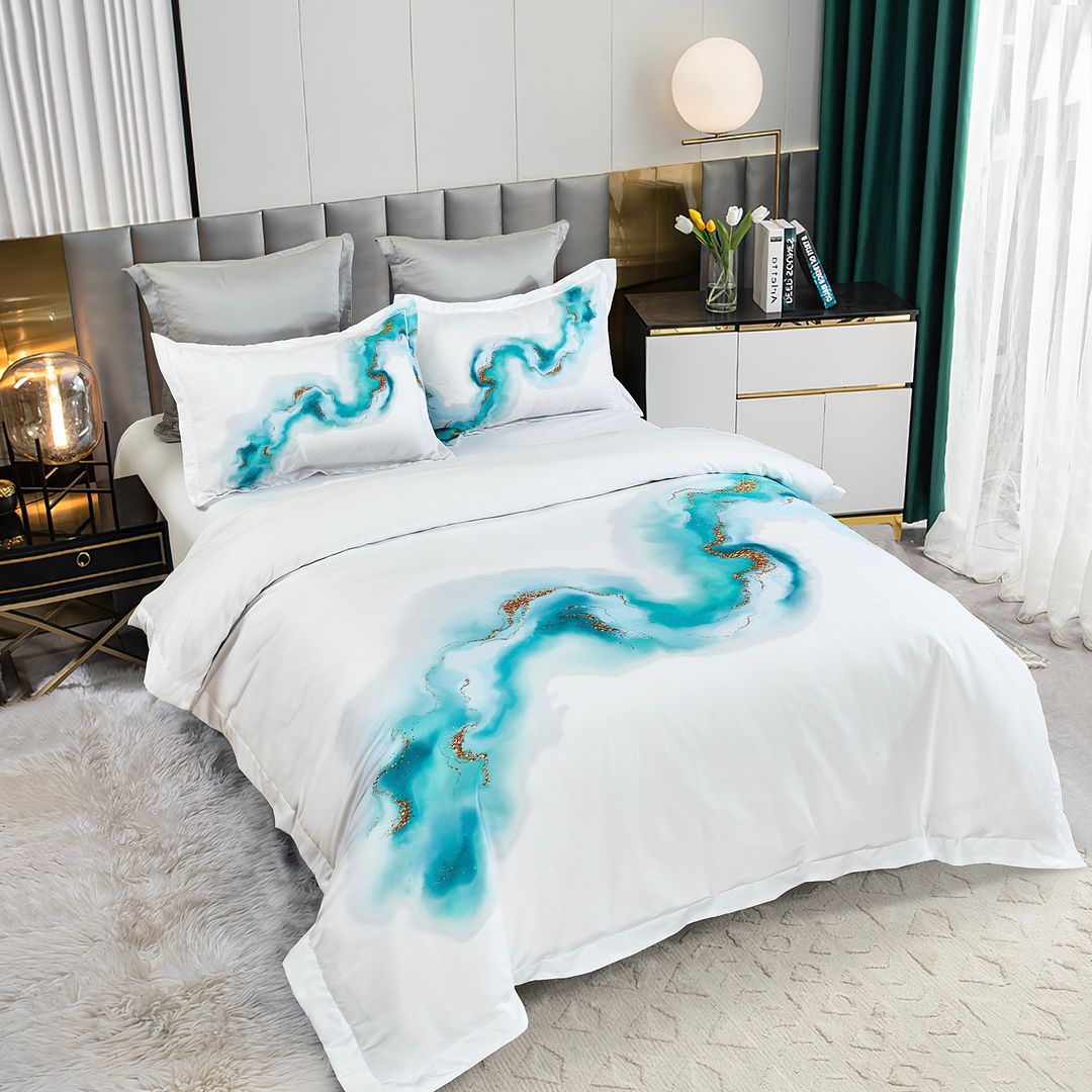 Ocean Marble Quilt Cover Set - 3PC