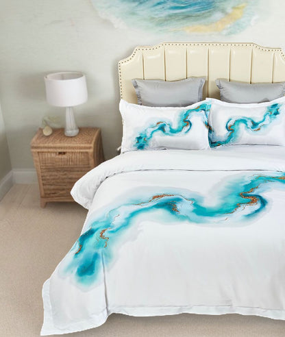 Ocean Marble Quilt Cover Set - 3PC