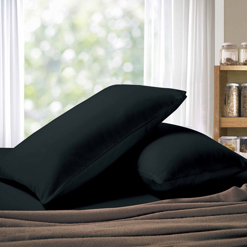 1000TC Premium Ultra Soft Standard size Pillowcases 2-Pack - Black