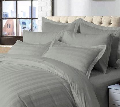 1000TC Ultra Soft Striped Quilt Cover Set - 3PC Grey