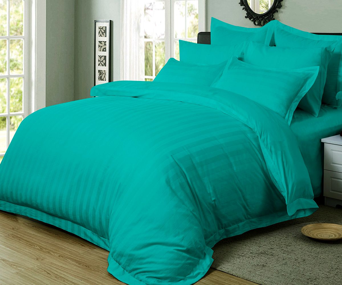 1000TC Ultra Soft Striped Quilt Cover Set - 3PC Teal