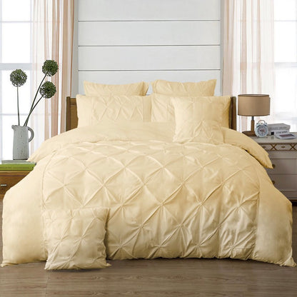 Diamond Pintuck Quilt Cover Set - 3PC Beige