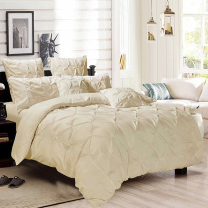 Diamond Pintuck Quilt Cover Set - 3PC Beige