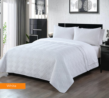 White Embossed Comforter Set - 3PC