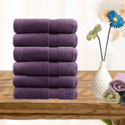 6 Piece Ultra Light Cotton Hand Towels - Aubergine