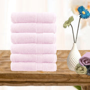 6 Piece Ultra Light Cotton Hand Towels - Baby Pink
