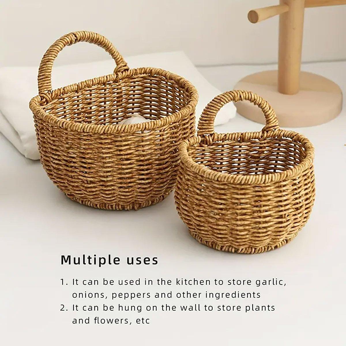 Imitation Rattan Woven Storage Basket - Small