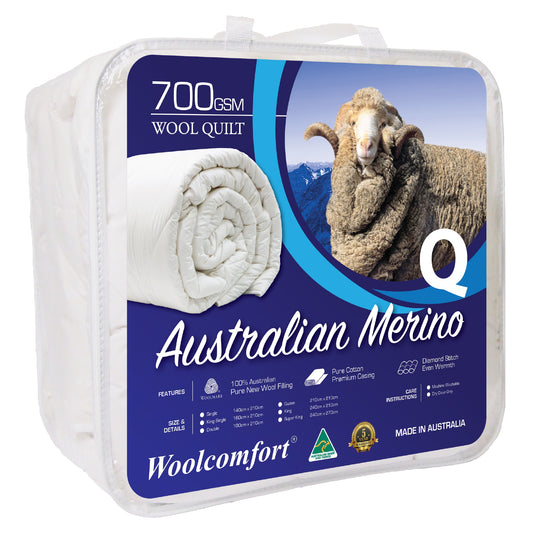 Aus Made Merino Wool Quilt 700GSM 210x210cm - Queen