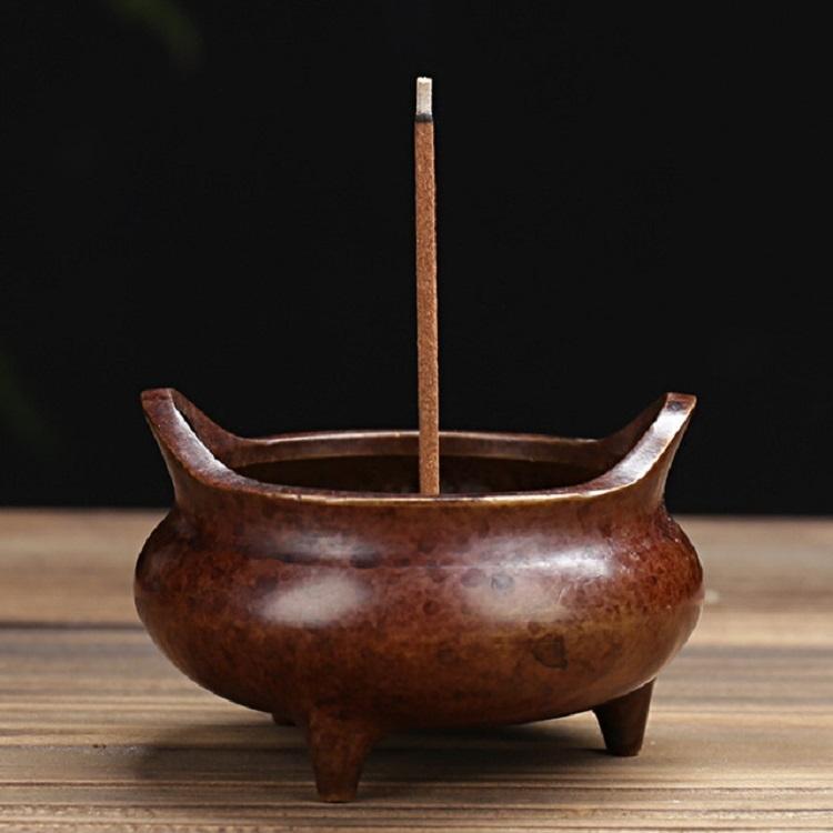 Antique Pure Copper Incense Burner – Small Binaural Three-Foot Xuande Furnace
