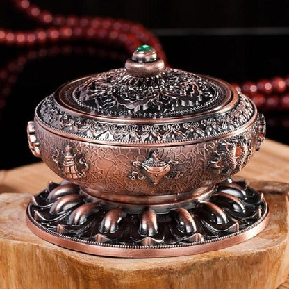 Handcrafted Pale Red Eight Treasure Incense Burner – Large