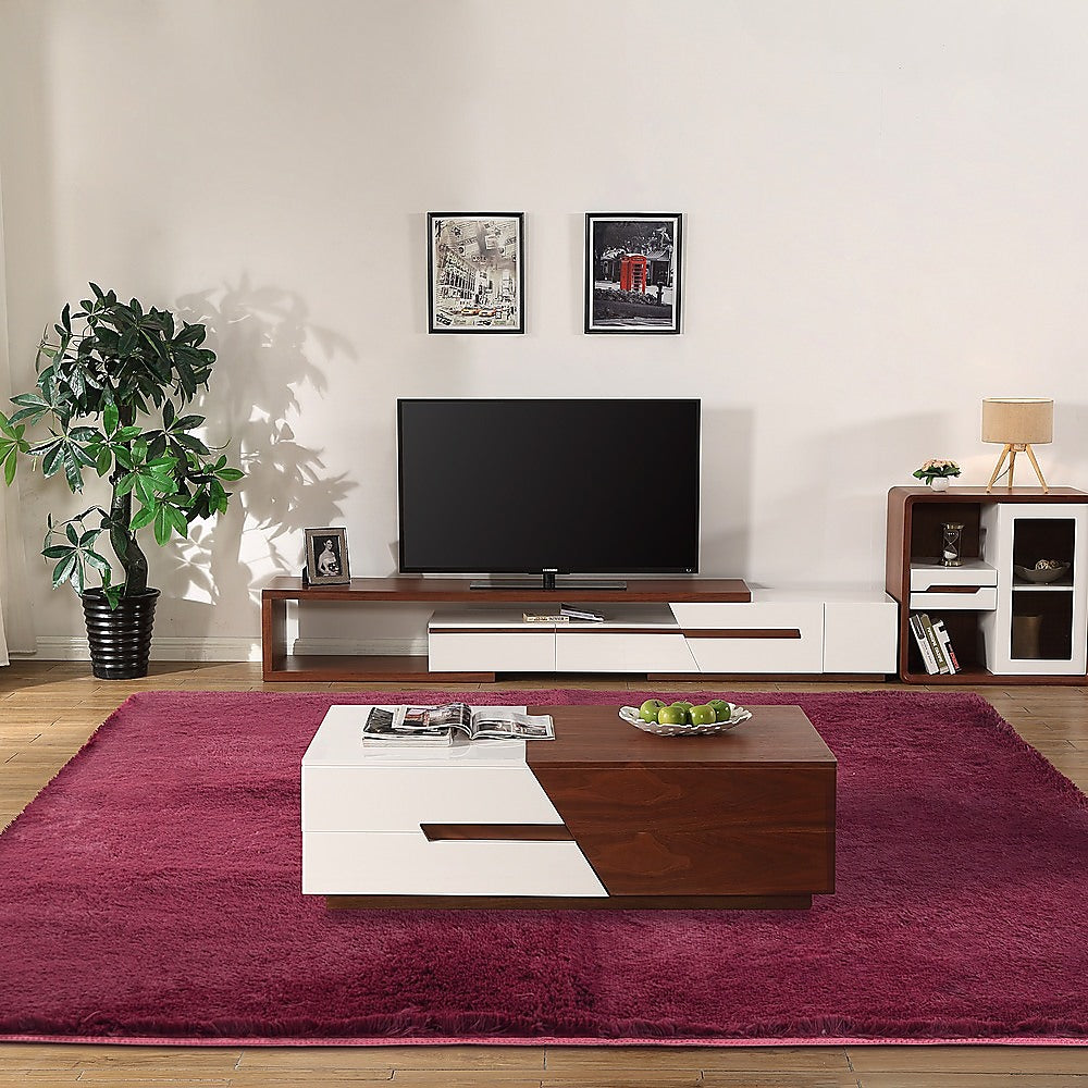 230x200cm Large Shaggy Rug Area Carpet Bedroom Living Room Mat - Burgundy