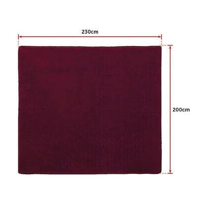 230x200cm Large Shaggy Rug Area Carpet Bedroom Living Room Mat - Burgundy