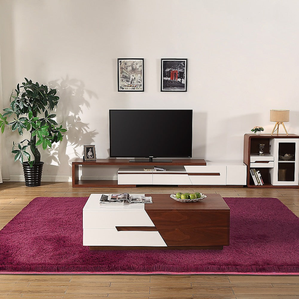 230x160cm Large Shaggy Rug Area Carpet Bedroom Living Room Mat - Burgundy