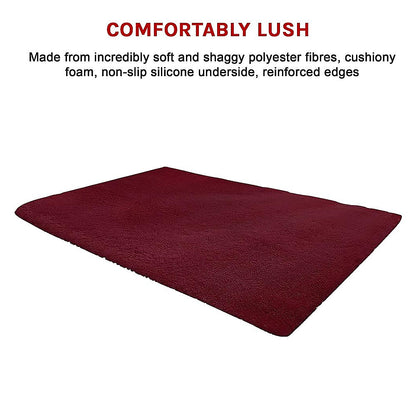 230x160cm Large Shaggy Rug Area Carpet Bedroom Living Room Mat - Burgundy