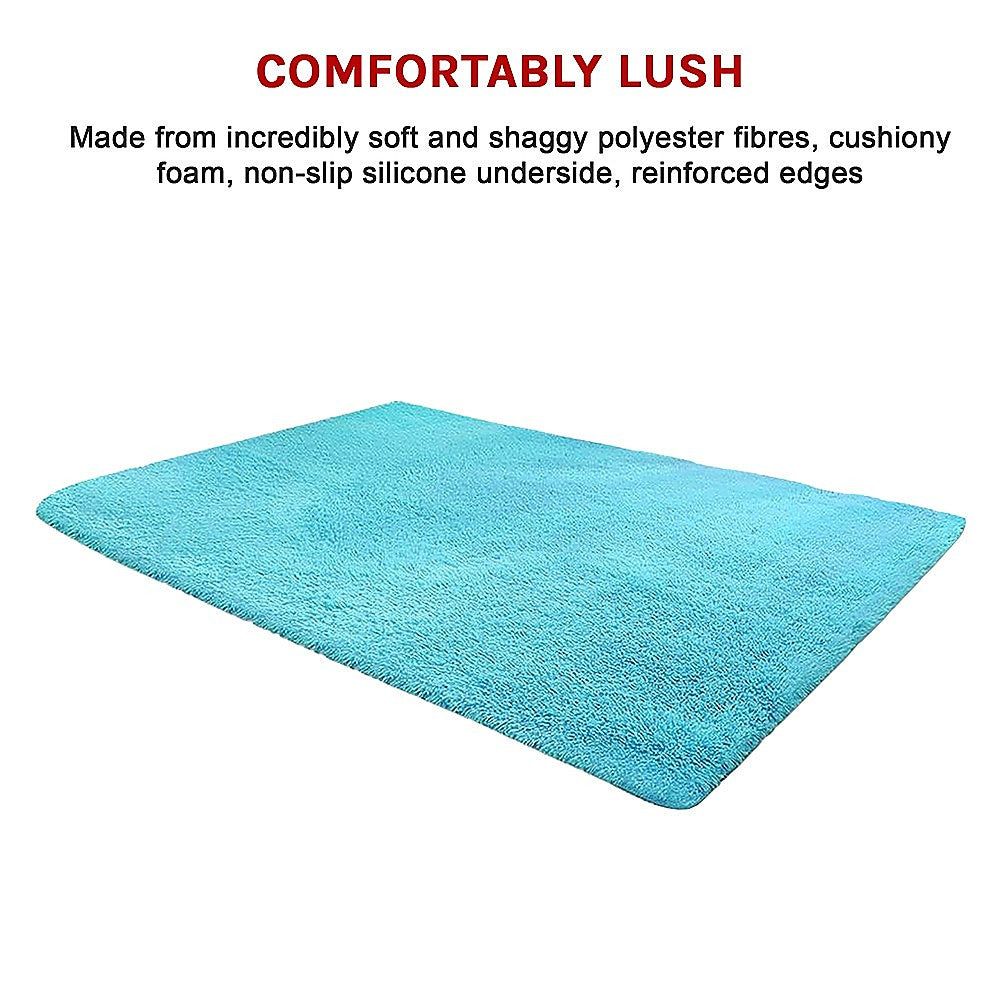 200x140cm Large Shaggy Rug Area Carpet Bedroom Living Room Mat - Turquoise