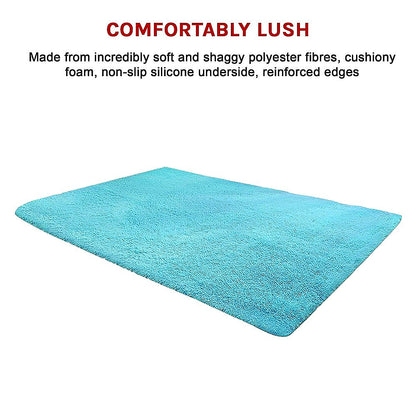 230x200cm Large Shaggy Rug Area Carpet Bedroom Living Room Mat - Turquoise