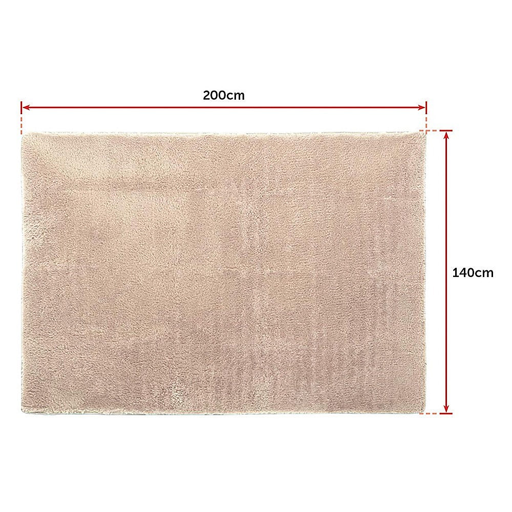 200x140cm Large Shaggy Rug Area Carpet Bedroom Living Room Mat - Beige