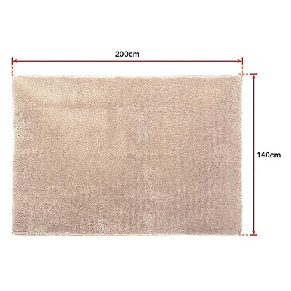 200x140cm Large Shaggy Rug Area Carpet Bedroom Living Room Mat - Beige