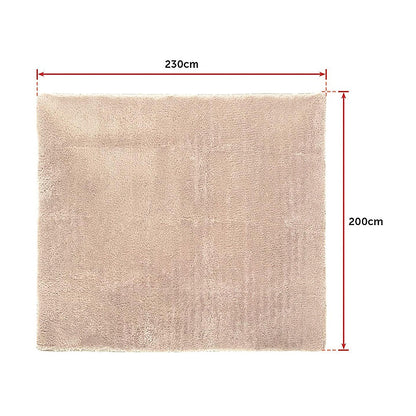 230x200cm Large Shaggy Rug Area Carpet Bedroom Living Room Mat - Beige