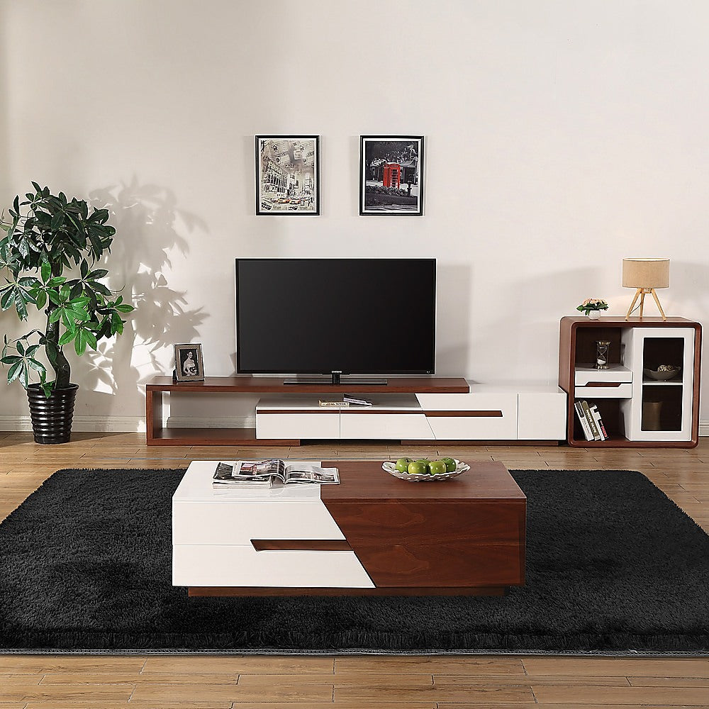 230x160cm Large Shaggy Rug Area Carpet Bedroom Living Room Mat - Black