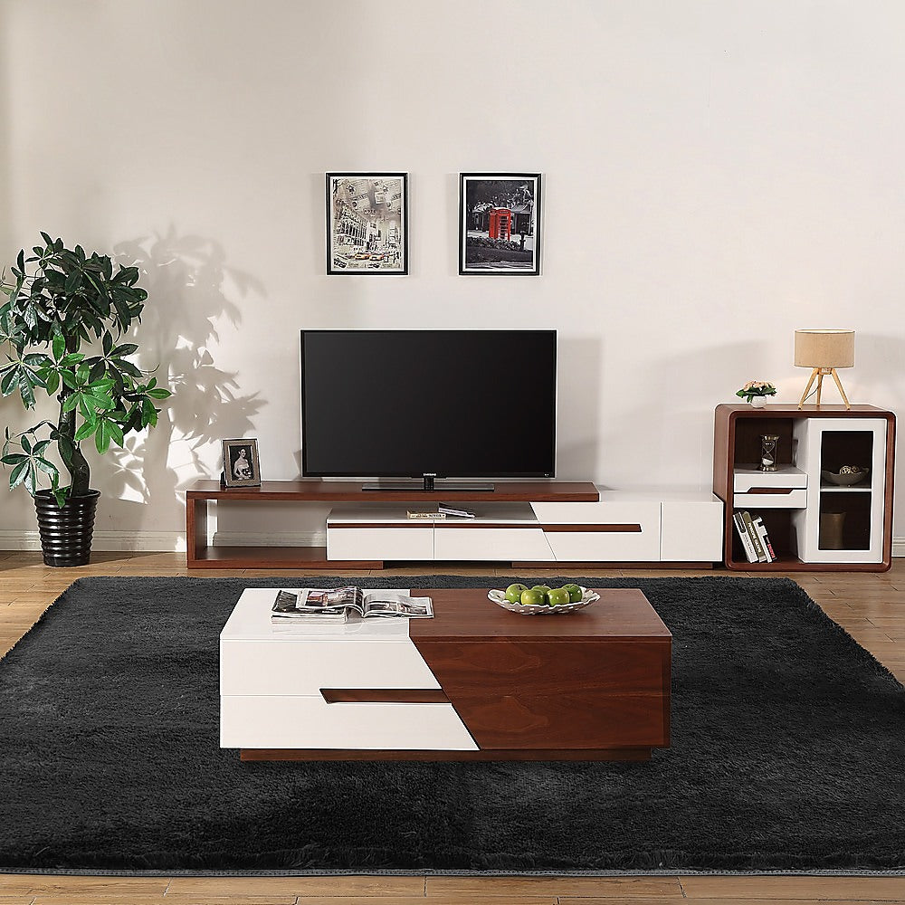 230x200cm Large Shaggy Rug Area Carpet Bedroom Living Room Mat - Black